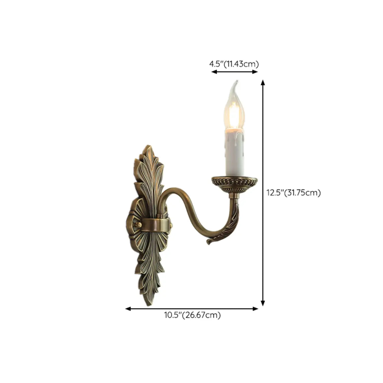 Applique murale candélabre en laiton beige vintage avec éclairage LED