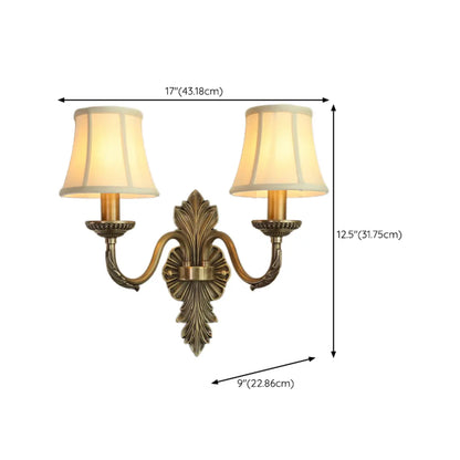 Applique murale candélabre en laiton beige vintage avec éclairage LED