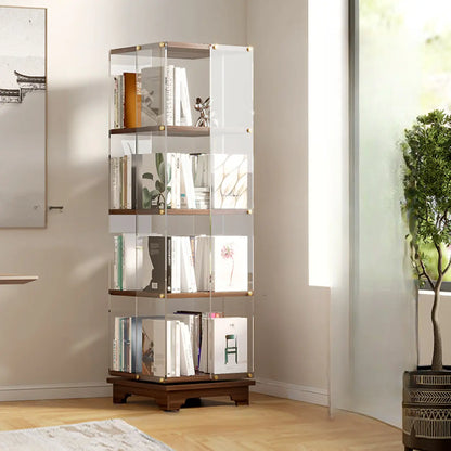 Étagère carrée Art Déco en bois, panneau de verre, commode pivotante