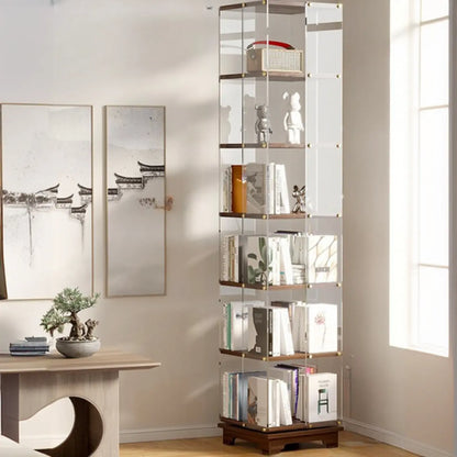 Étagère carrée Art Déco en bois, panneau de verre, commode pivotante