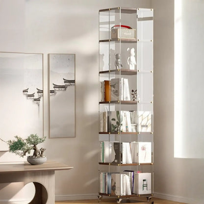 Étagère carrée Art Déco en bois, panneau de verre, commode pivotante