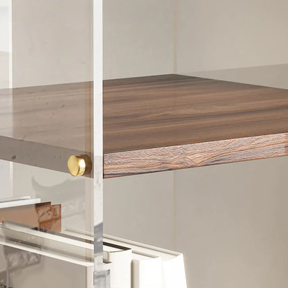 Étagère carrée Art Déco en bois, panneau de verre, commode pivotante