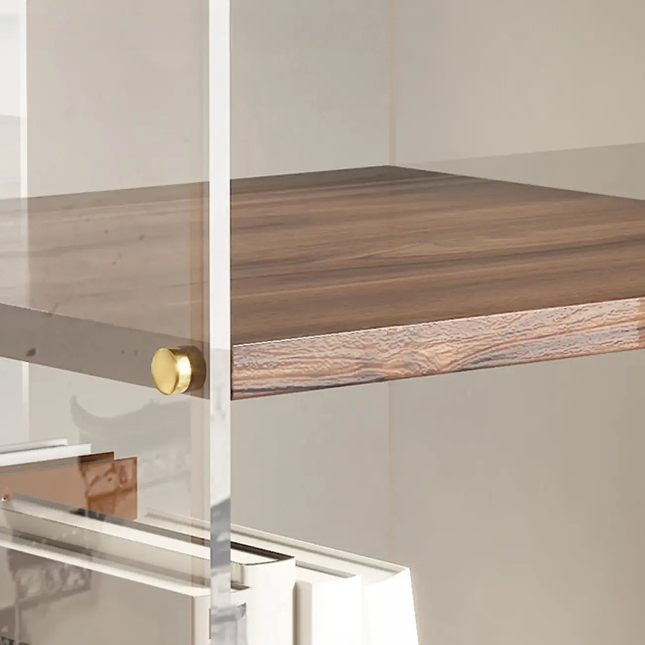 Étagère carrée Art Déco en bois, panneau de verre, commode pivotante