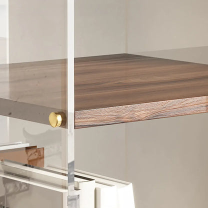 Étagère carrée Art Déco en bois, panneau de verre, commode pivotante