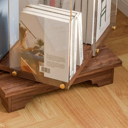 Étagère carrée Art Déco en bois, panneau de verre, commode pivotante