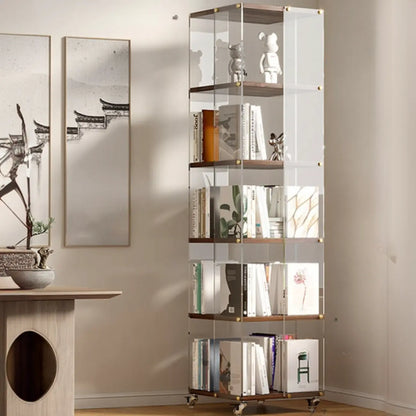 Étagère carrée Art Déco en bois, panneau de verre, commode pivotante