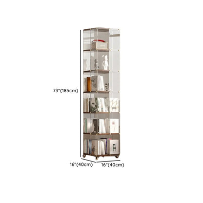 Étagère carrée Art Déco en bois, panneau de verre, commode pivotante