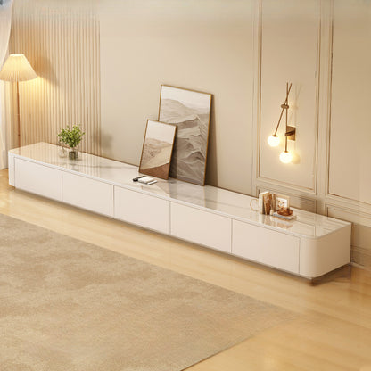 Meuble TV moderne en bois avec tiroirs et système de gestion des câbles