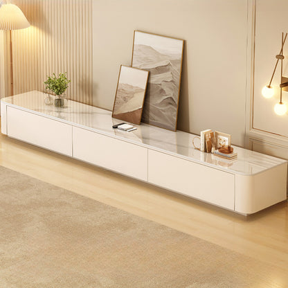 Meuble TV moderne en bois avec tiroirs et système de gestion des câbles