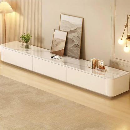 Meuble TV moderne en bois avec tiroirs et système de gestion des câbles