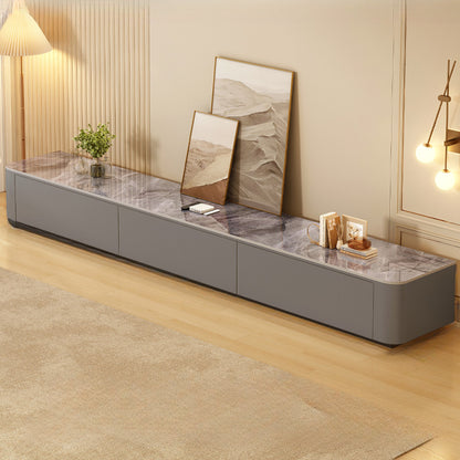 Meuble TV moderne en bois avec tiroirs et système de gestion des câbles