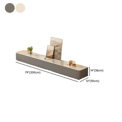 Meuble TV moderne en bois avec tiroirs et système de gestion des câbles