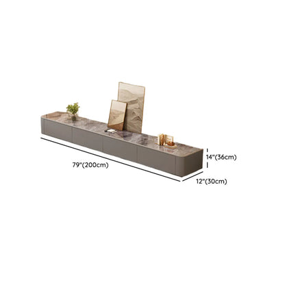 Meuble TV moderne en bois avec tiroirs et système de gestion des câbles