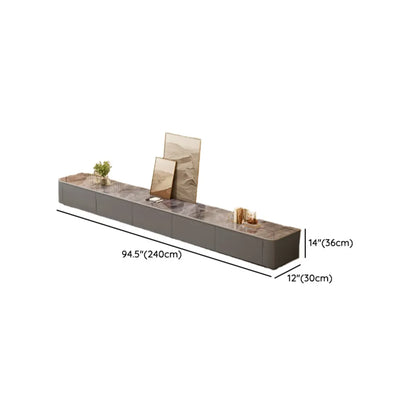 Meuble TV moderne en bois avec tiroirs et système de gestion des câbles