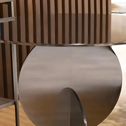 Table basse ronde en verre de style scandinave avec piètement abstrait