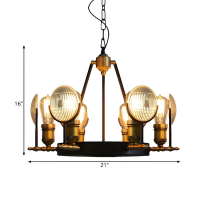 Lustre vintage à lentille en verre à grille, kit de suspension pour restaurant 6/9/12 lumières, noir.