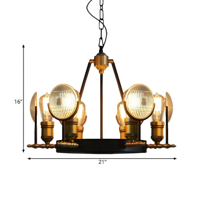 Lustre vintage à lentille en verre à grille, kit de suspension pour restaurant 6/9/12 lumières, noir.