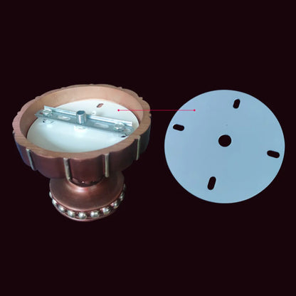 Lustre vintage en laiton, céramique et verre, en forme de cloche, avec éclairage indirect, pour salon.