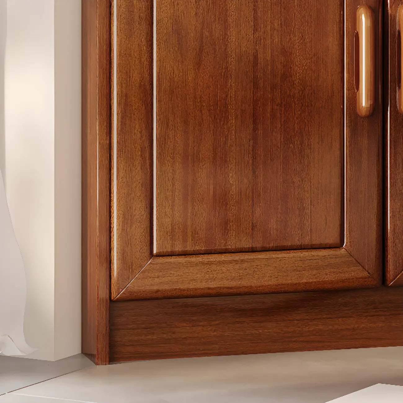 Meuble d'angle scandinave en bois avec porte-verres à pied