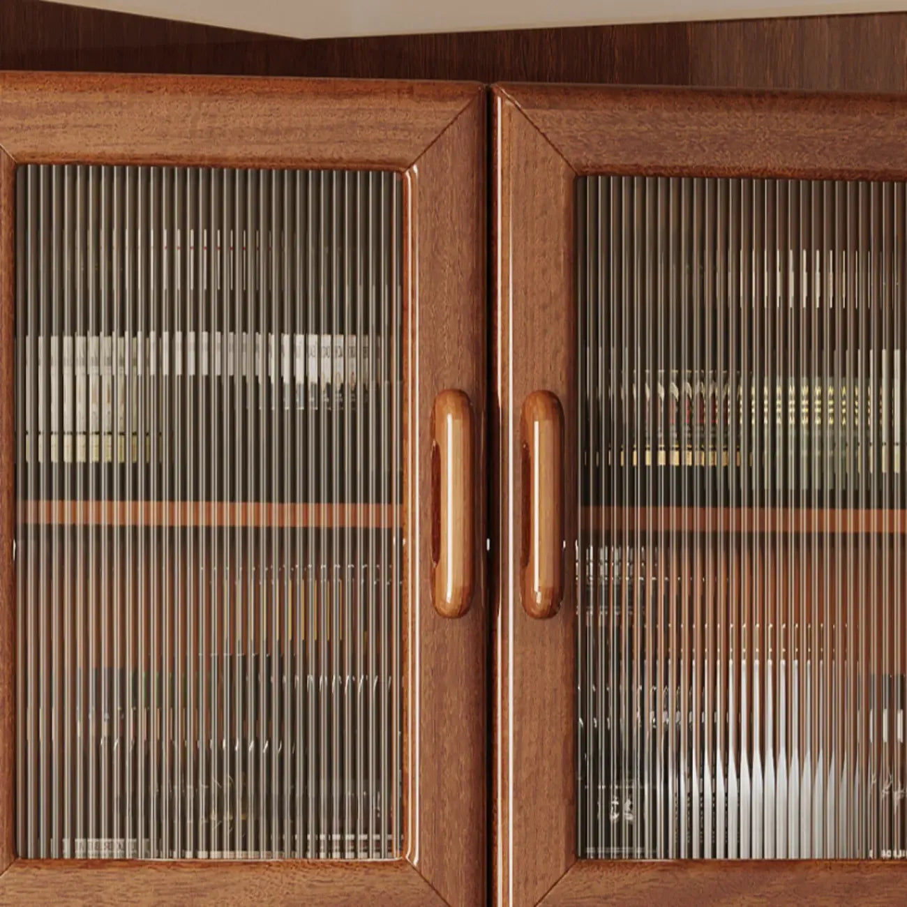 Meuble d'angle scandinave en bois avec porte-verres à pied