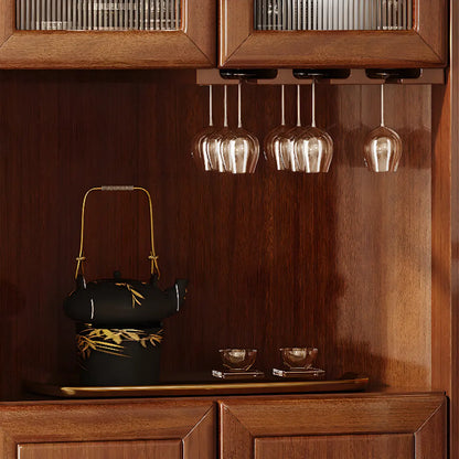 Meuble d'angle scandinave en bois avec porte-verres à pied