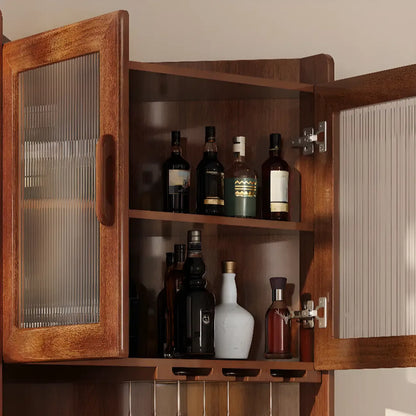 Meuble d'angle scandinave en bois avec porte-verres à pied