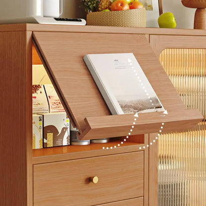 Buffet en bois d'hévéa finition naturelle avec tiroirs