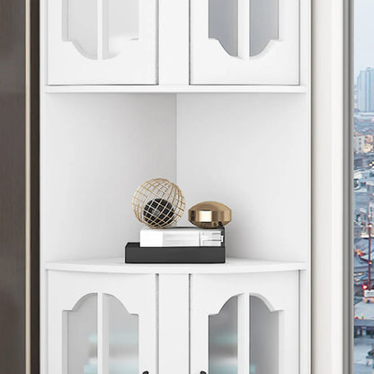 Élégant meuble de rangement d'angle en bois blanc vermillon