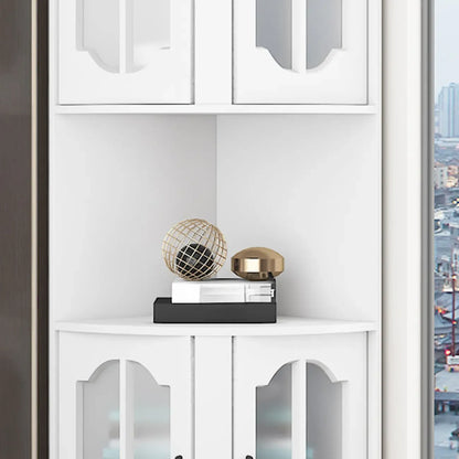 Élégant meuble de rangement d'angle en bois blanc vermillon