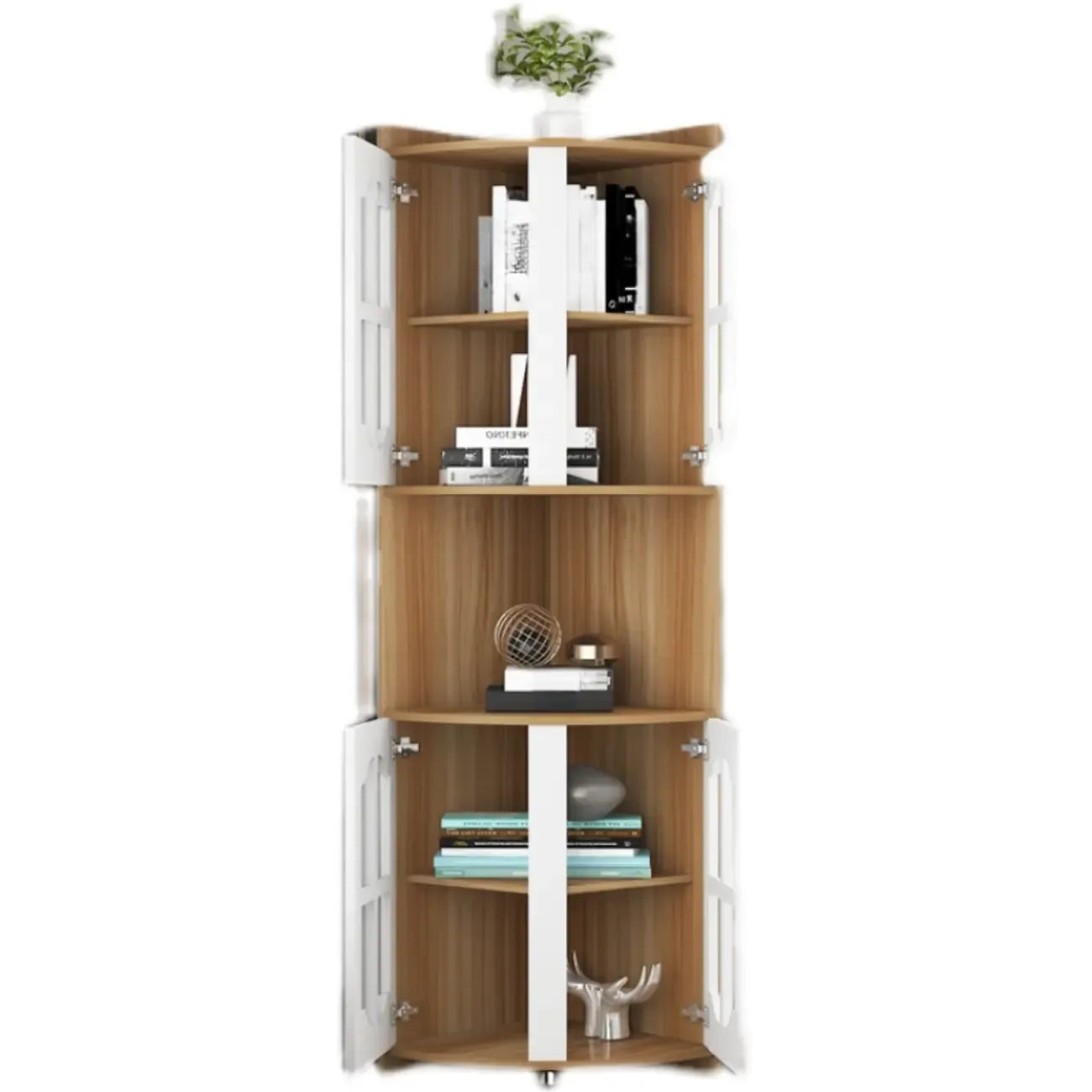 Élégant meuble de rangement d'angle en bois blanc vermillon