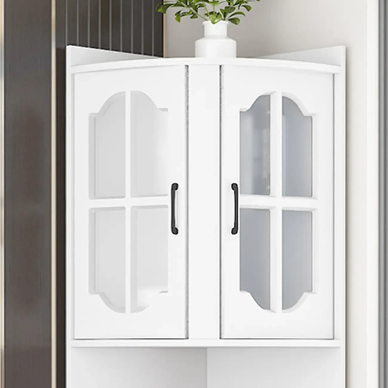 Élégant meuble de rangement d'angle en bois blanc vermillon