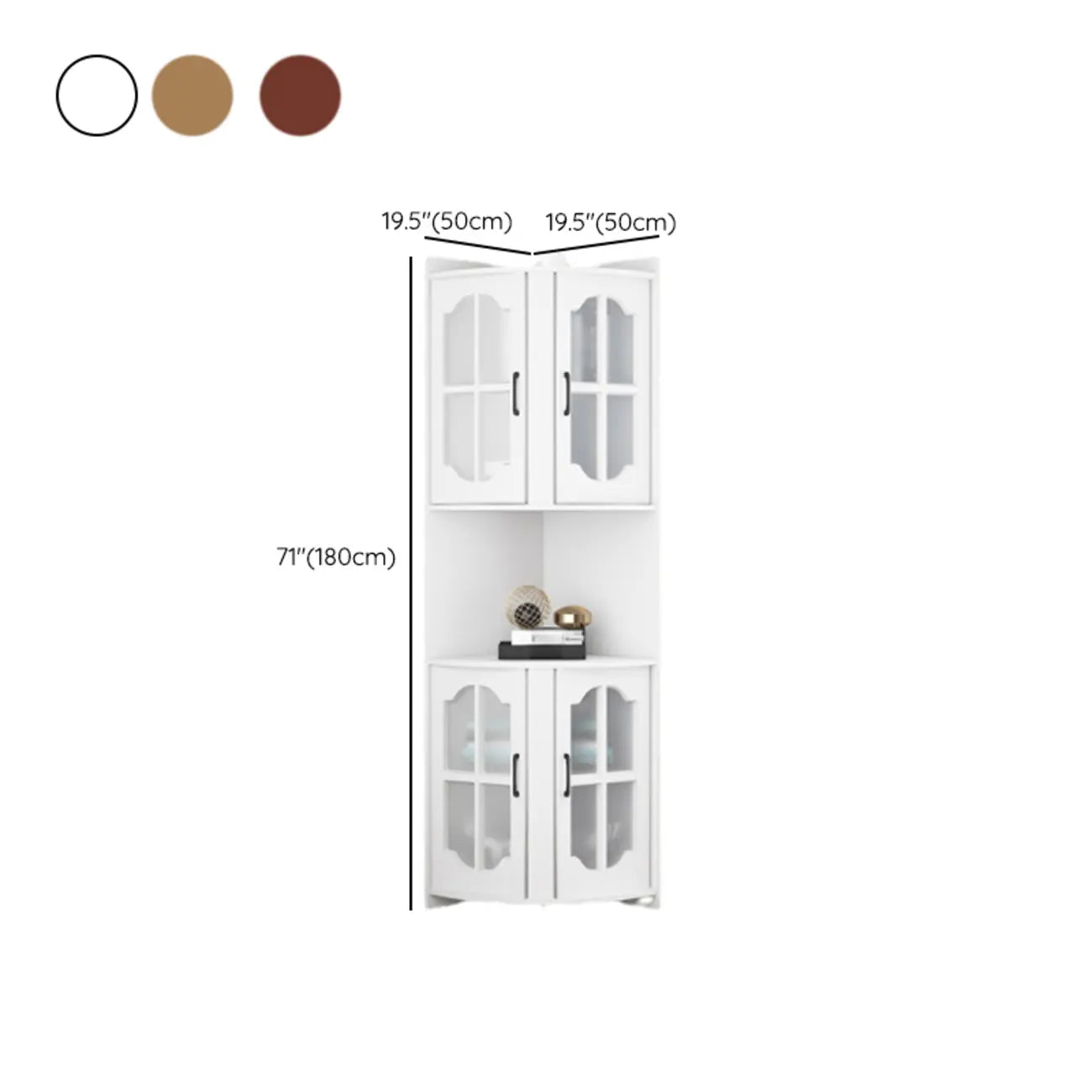 Élégant meuble de rangement d'angle en bois blanc vermillon