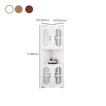 Élégant meuble de rangement d'angle en bois blanc vermillon