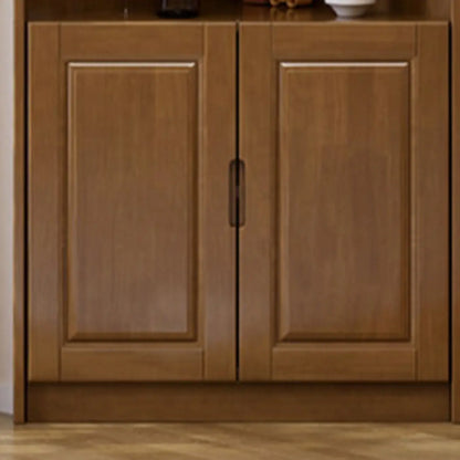 Armoire de rangement d'angle classique en bois brun noyer avec poignée rainurée