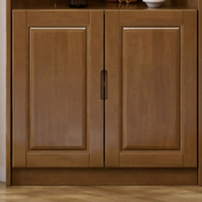 Armoire de rangement d'angle classique en bois brun noyer avec poignée rainurée