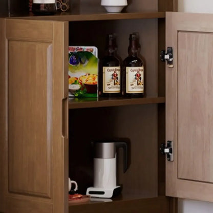 Armoire de rangement d'angle classique en bois brun noyer avec poignée rainurée