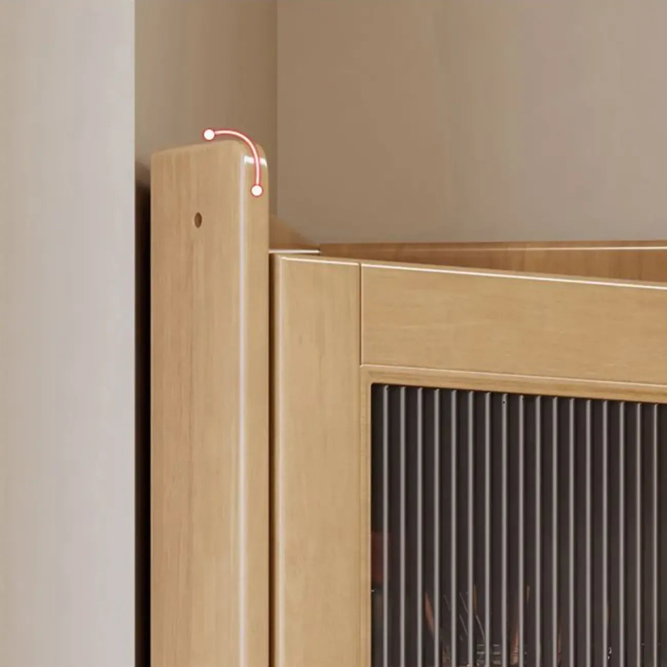 Armoire de rangement d'angle classique en bois brun noyer avec poignée rainurée