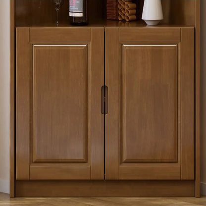 Armoire de rangement d'angle classique en bois brun noyer avec poignée rainurée