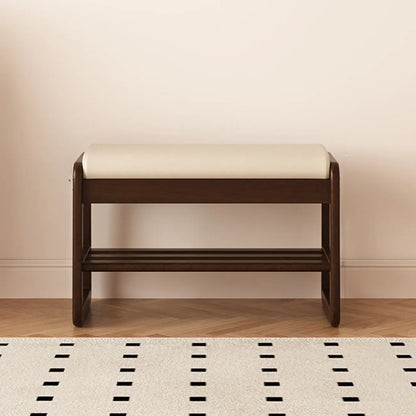 Banc à chaussures moderne noir capitonné avec étagères de rangement