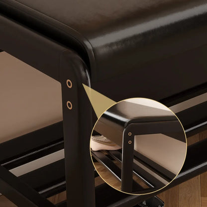 Banc à chaussures moderne noir capitonné avec étagères de rangement