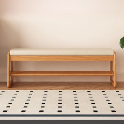 Banc à chaussures moderne noir capitonné avec étagères de rangement