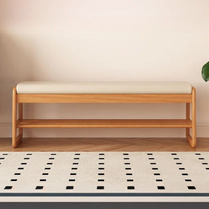 Banc à chaussures moderne noir capitonné avec étagères de rangement