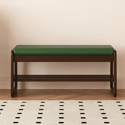 Banc à chaussures moderne noir capitonné avec étagères de rangement