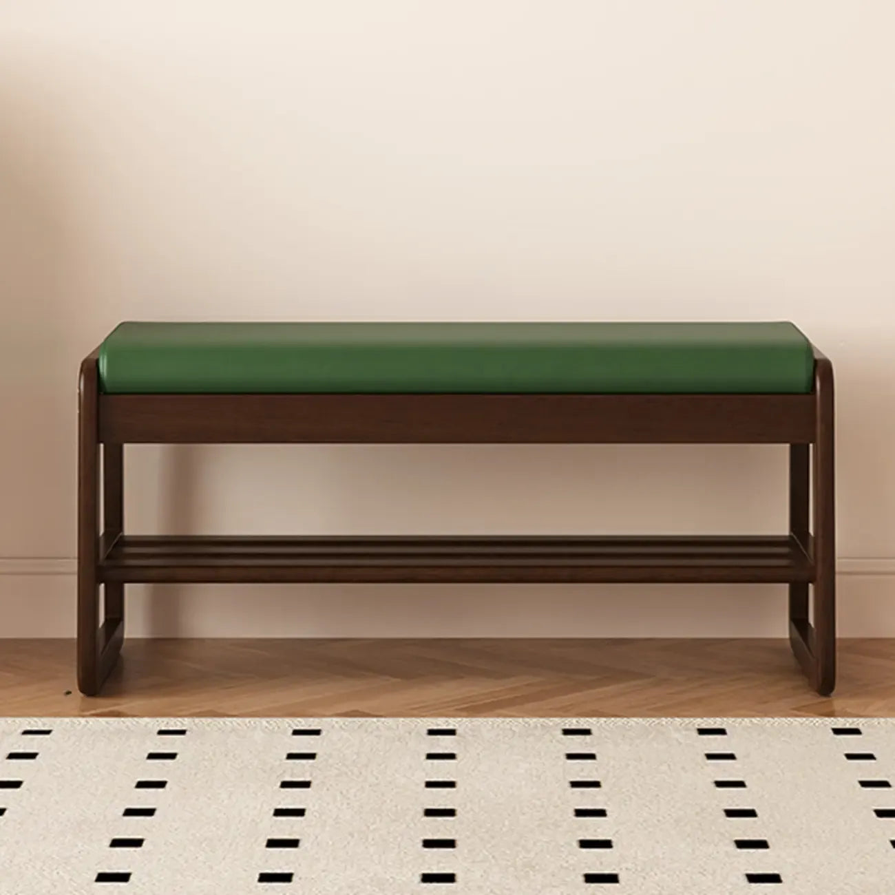 Banc à chaussures moderne noir capitonné avec étagères de rangement