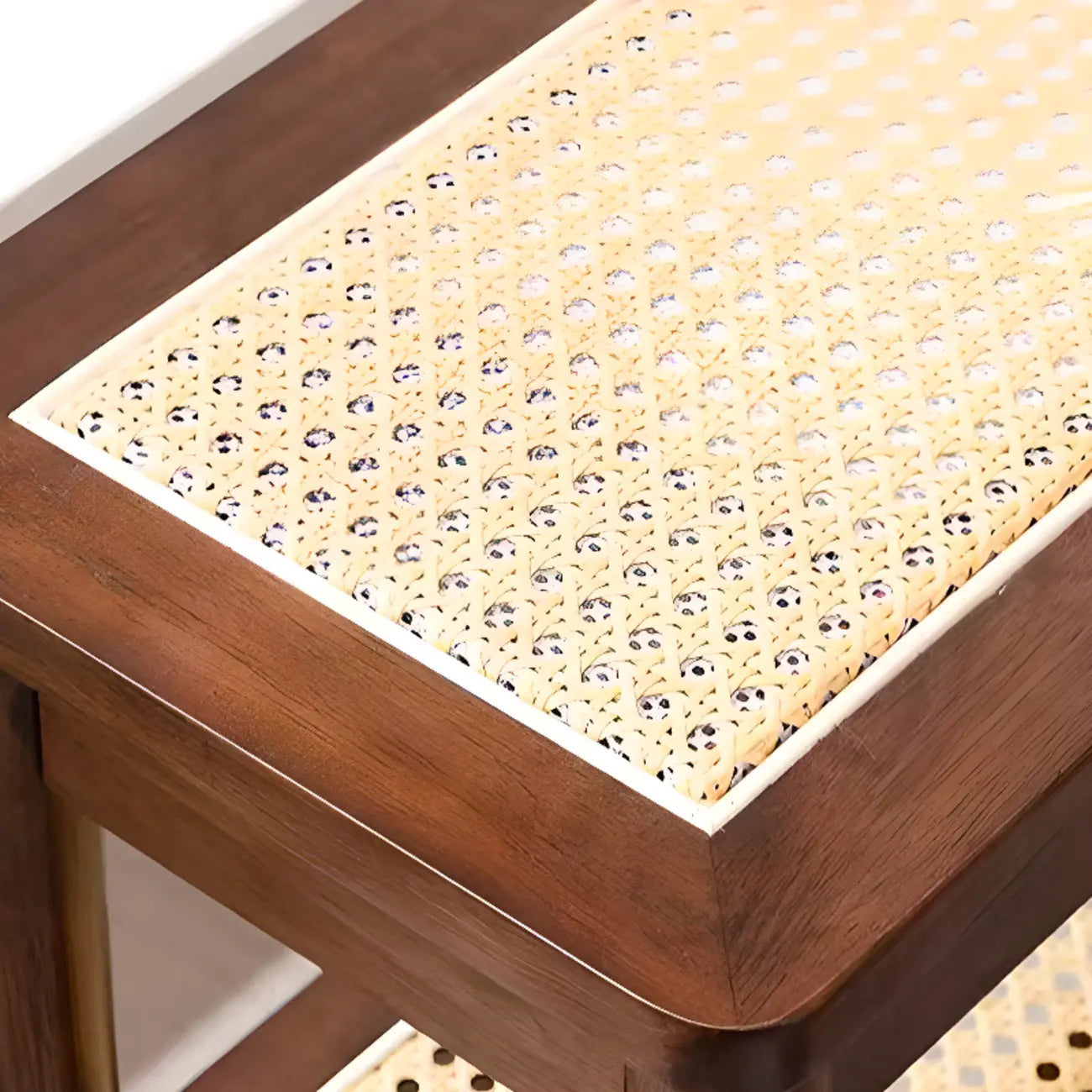 Banc à chaussures minimaliste en bois de cerisier avec rangement