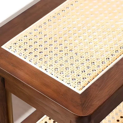 Banc à chaussures minimaliste en bois de cerisier avec rangement