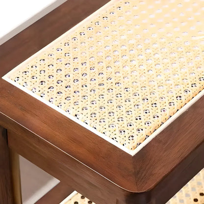 Banc à chaussures minimaliste en bois de cerisier avec rangement