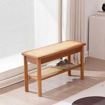 Banc à chaussures minimaliste en bois de cerisier avec rangement