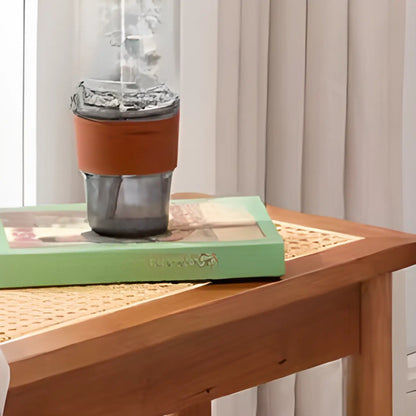 Banc à chaussures minimaliste en bois de cerisier avec rangement