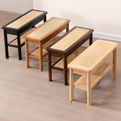 Banc à chaussures minimaliste en bois de cerisier avec rangement